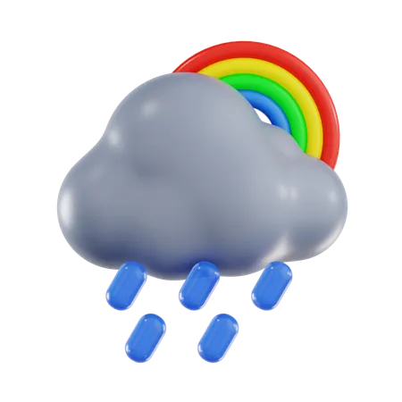 Heavy Rain With Rainbow  3D Icon