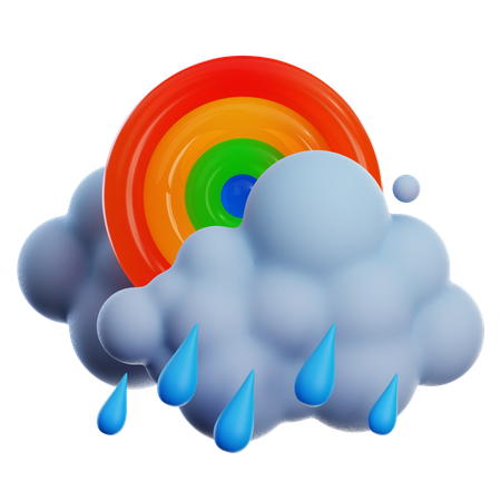 HEAVY RAIN WITH RAINBOW  3D Icon