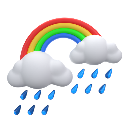 Heavy Rain With Rainbow  3D Icon