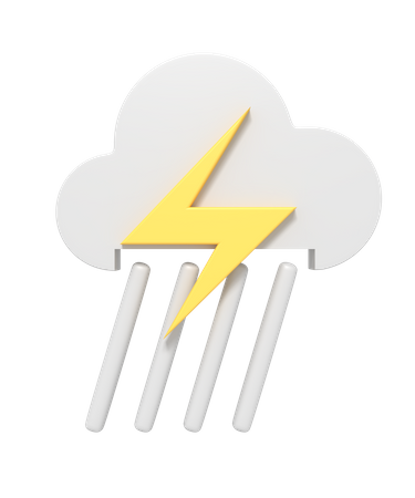 Heavy Rain With Thunderstorm  3D Icon