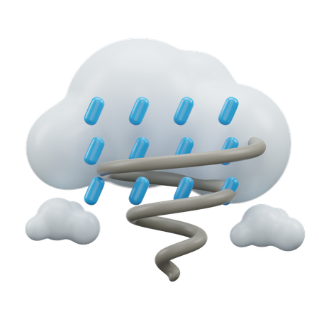 Heavy Rain With Tornado  3D Icon
