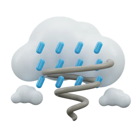 Heavy Rain With Tornado  3D Icon