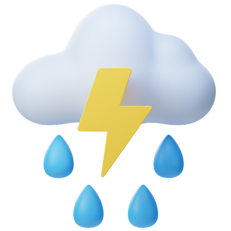 Heavy Raining And Thunder  3D Icon