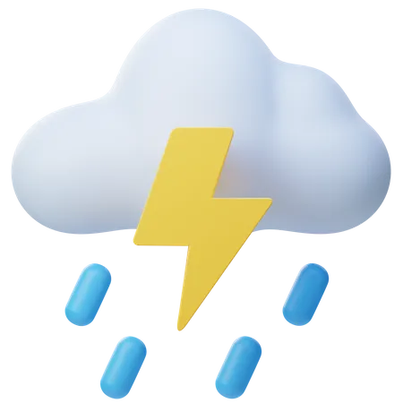 Heavy Raining And Thunder 3 D Illustration 3D Icon