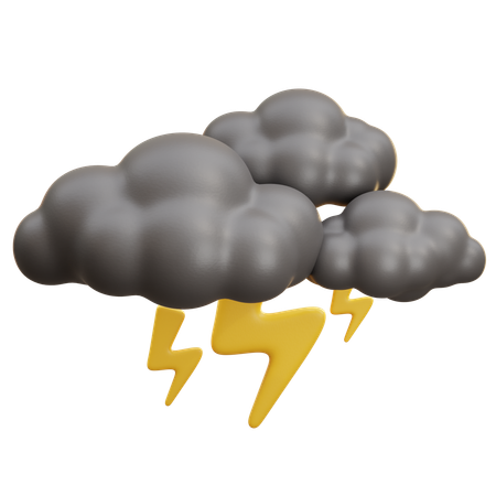 Heavy Storm Cloud With Thunder  3D Icon