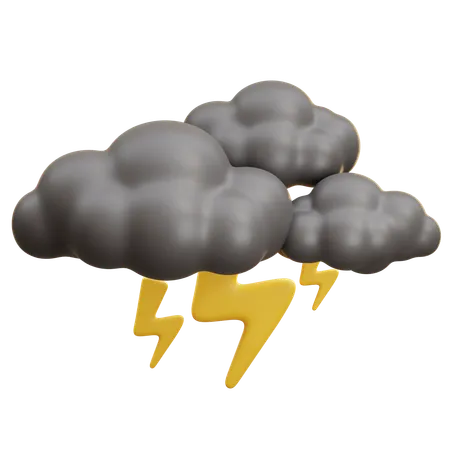 Heavy Storm Cloud With Thunder  3D Icon
