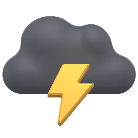 3 D Icon Of A Lightning Storm With Dark Cloud 3D Icon