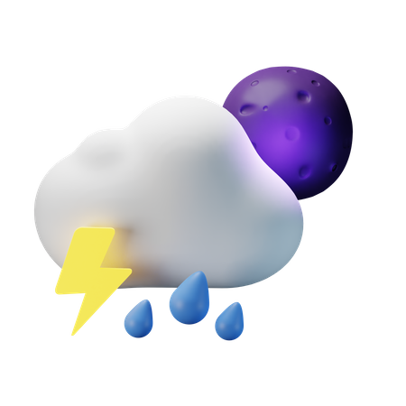 Heavy Thunderstorm Night  3D Icon