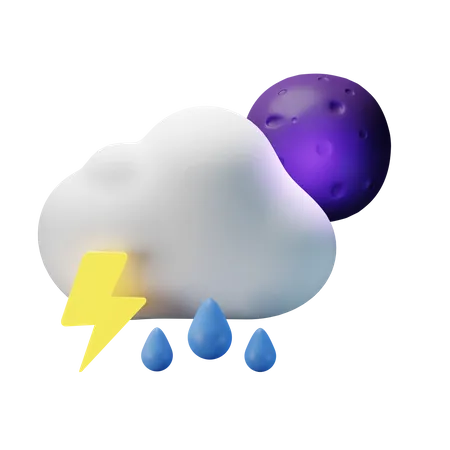 Heavy Thunderstorm Night  3D Icon