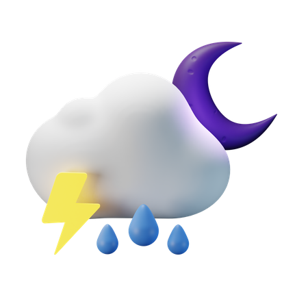 Heavy Thunderstorm Night  3D Icon