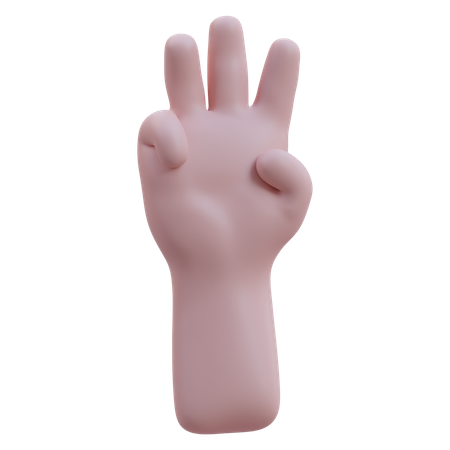 Hebt drei Finger Handbewegung  3D Icon