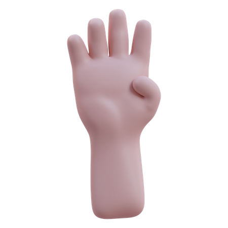 Hebt vier Finger Handbewegung  3D Icon