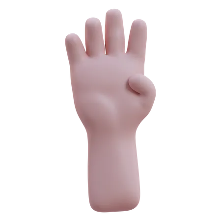 Hebt vier Finger Handbewegung  3D Icon