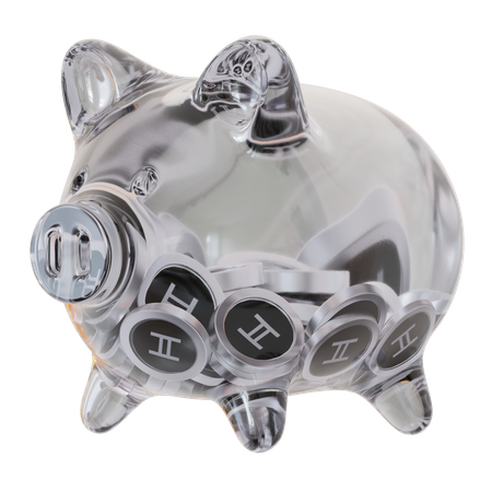 Hedera (HBAR) Clear Glass Piggy Bank 3D Icon