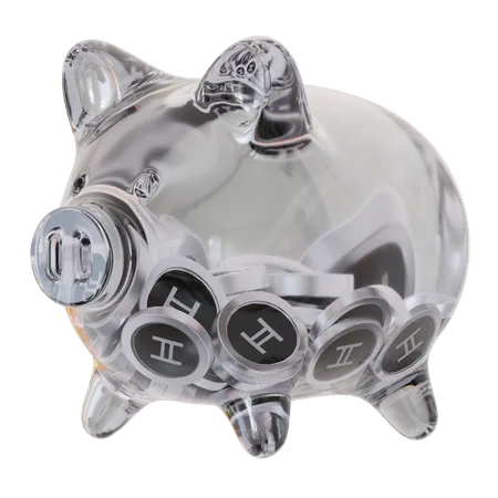 Hedera (HBAR) Clear Glass Piggy Bank 3D Icon
