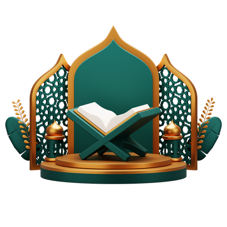 Heiliger Koran auf dem Podium  3D Icon