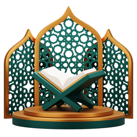 Heiliger Koran auf dem Podium  3D Illustration