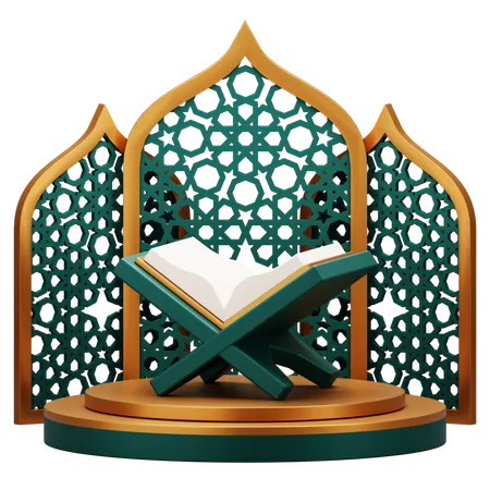 Heiliger Koran auf dem Podium  3D Illustration