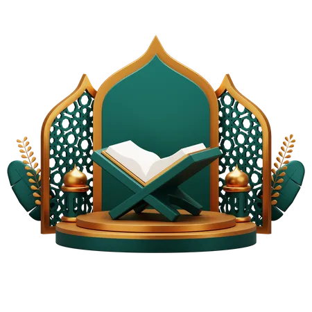Heiliger Koran auf dem Podium  3D Illustration