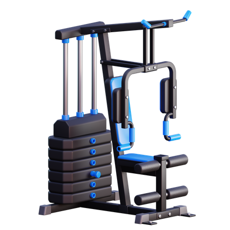 Heim-Fitnessstudio mit mehreren Stationen und Gewichtsstapel  3D Icon