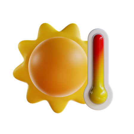 Heißes Thermometer mit Sonne  3D Icon