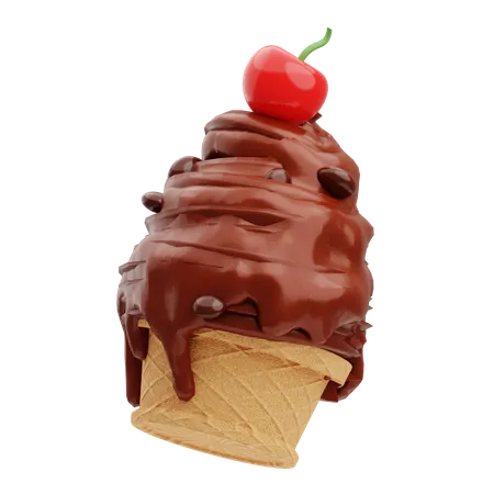 Helado de chocolate  3D Illustration