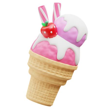 Helado de fresa  3D Icon