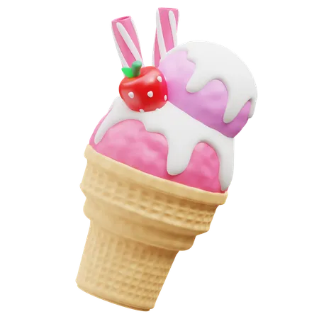 Helado de fresa  3D Icon