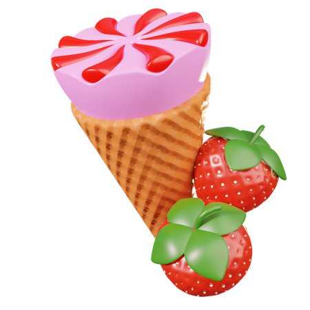 Helado de fresa  3D Icon