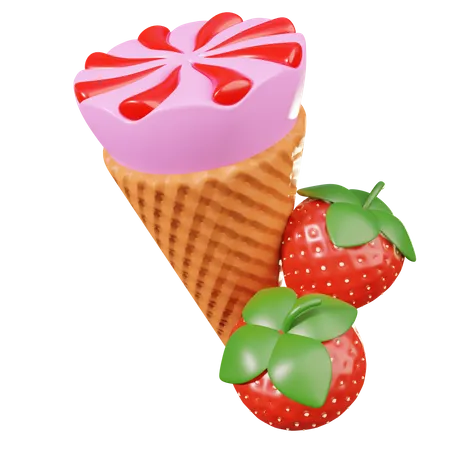 Helado de fresa  3D Icon