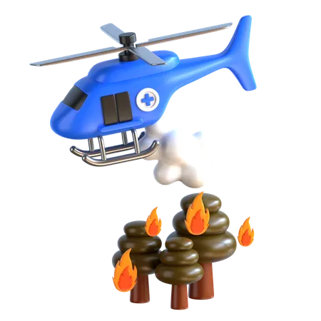 Icono De Respuesta Y Rescate 3 D De Extincion De Incendios En Helicoptero 3D Icon
