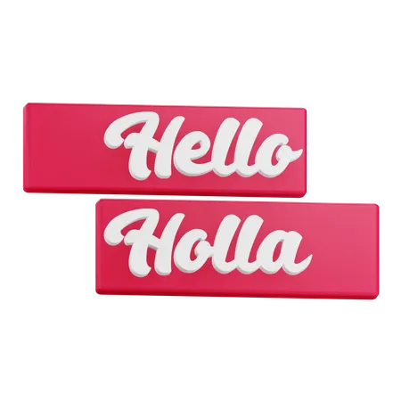 3 D Hello Hola Sticker Text With Transparent Background 3D Icon