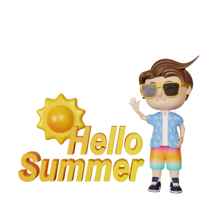Hello Summer 3D Illustration