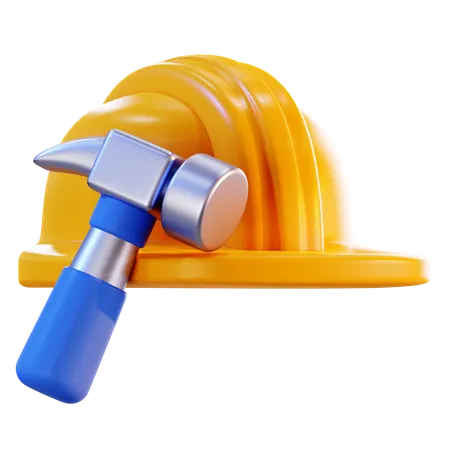 Helmet And Hammer  3D Icon