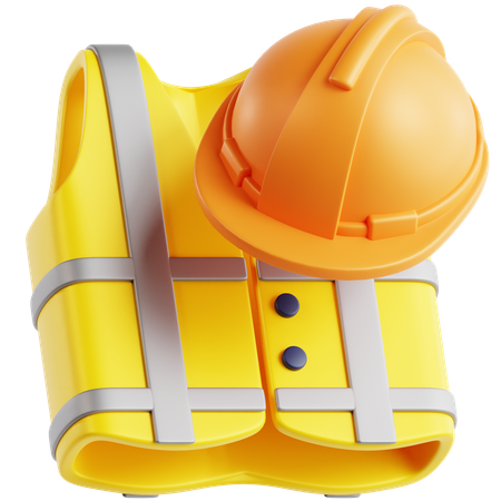 Helmet and Safety Vest  3D Icon