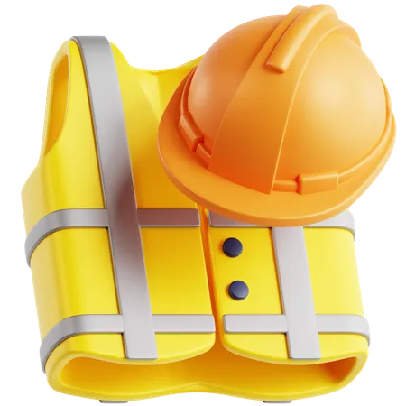 Helmet and Safety Vest  3D Icon