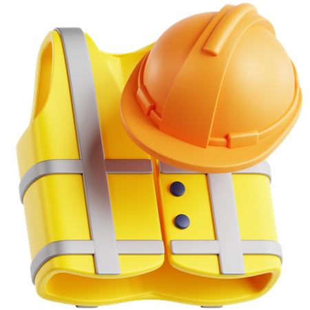 Helmet and Safety Vest  3D Icon