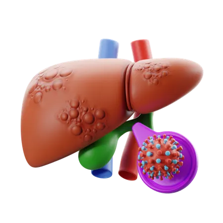 Hepatitis mit Virussymbol.  3D Icon