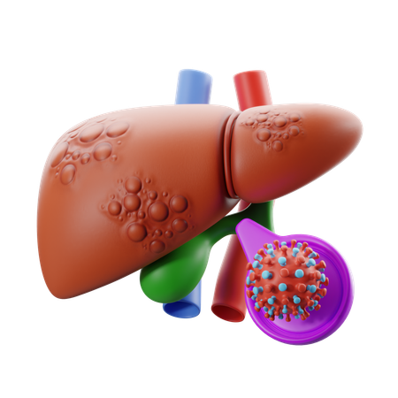 Hepatitis mit Virussymbol.  3D Icon