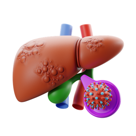 Hepatitis with virus icon.  3D Icon