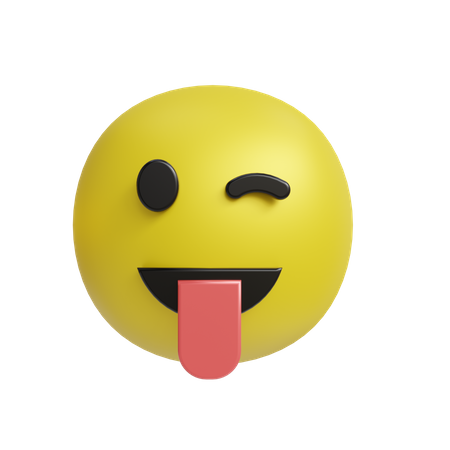 Emoji mit herausgestreckter Zunge und zwinkerndem Auge  3D Icon