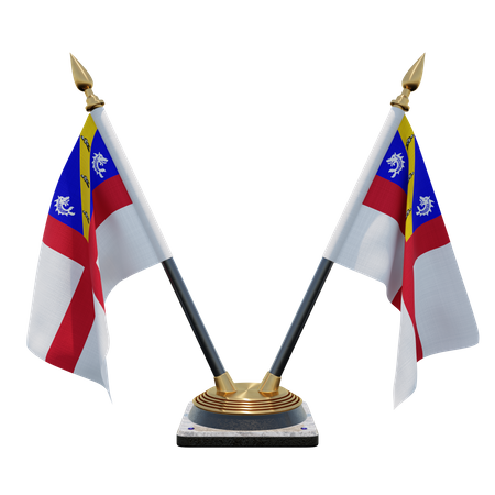 Herm Double Desk Flag Stand  3D Flag