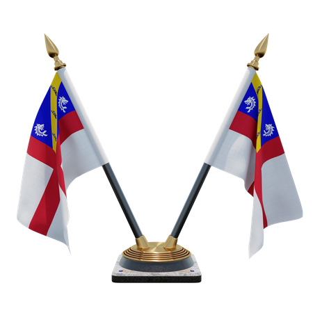 Soporte para bandera de escritorio doble Herm  3D Flag