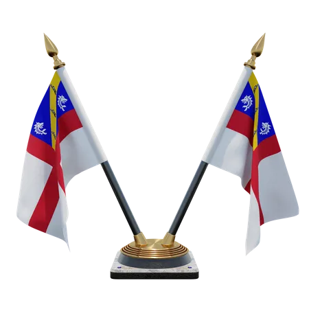 Soporte para bandera de escritorio doble Herm  3D Flag