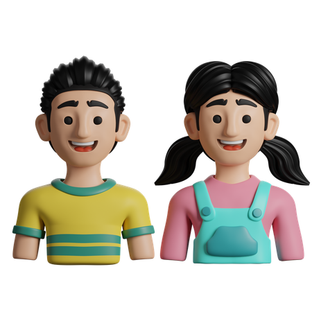 Hermano y hermana  3D Icon