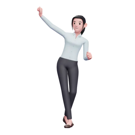 Hermosa Mujer De Negocios Celebrando La Victoria Con Baile Ilustracion De Personaje De Mujer De Negocios En 3 D 3D Illustration