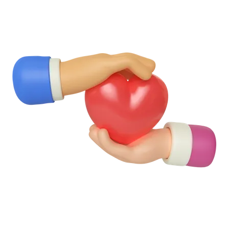 Herz mit der Hand zeigen  3D Illustration