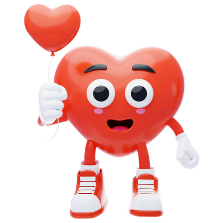 Herz, das einen Balloncharakter hält  3D Icon