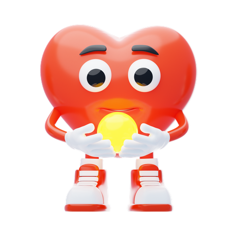 Herz hält Licht Charakter  3D Icon