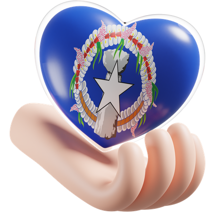 Herz, Hand, Pflege, Flagge, Von, Nördliche Marianen  3D Icon